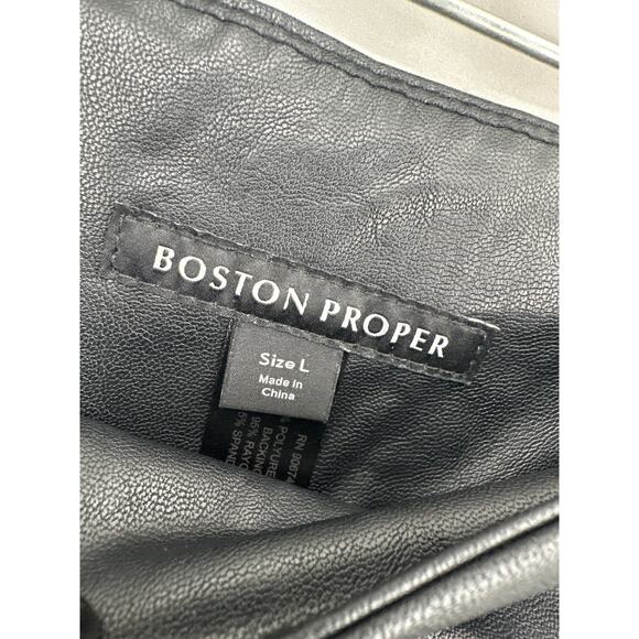 Boston Proper Faux Leather Leggings Womens Large Black Aspen Pull On High Rise - Picture 2 of 7
